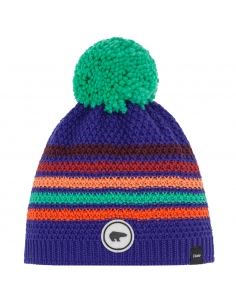 Dziecięca czapka z pomponem Eisbar Stan Pompon KIDS 493 Ultra Violet-Dark Orange-Mint Green