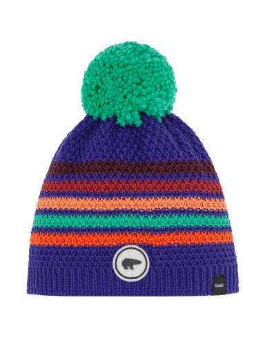 Dziecięca czapka z pomponem Eisbar Stan Pompon KIDS 493 Ultra Violet-Dark Orange-Mint Green