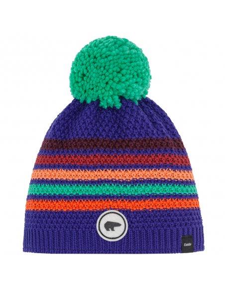 Dziecięca czapka z pomponem Eisbar Stan Pompon KIDS 493 Ultra Violet-Dark Orange-Mint Green