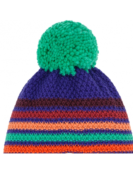 Dziecięca czapka z pomponem Eisbar Stan Pompon KIDS 493 Ultra Violet-Dark Orange-Mint Green
