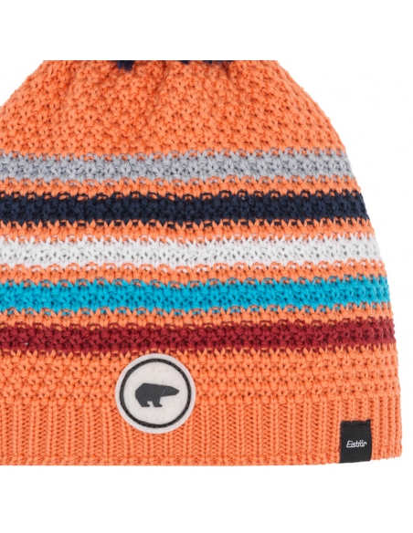 Dziecięca czapka z pomponem Eisbar Stan Pompon KIDS 556 Coral Blaze-Crimson Sky-Mugo Azure