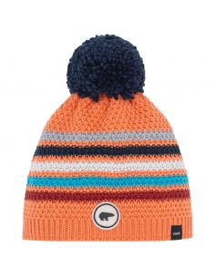 Dziecięca czapka z pomponem Eisbar Stan Pompon KIDS 556 Coral Blaze-Crimson Sky-Mugo Azure