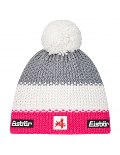 Czapka dziecięca z pomponem Eisbar STAR POMPON SA KIDS 143 Pink-White-Light Grey