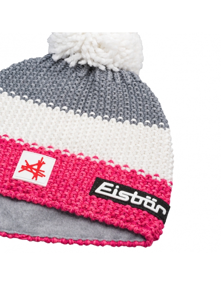 Czapka dziecięca z pomponem Eisbar STAR POMPON SA KIDS 143 Pink-White-Light Grey
