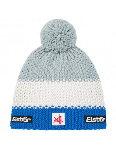 Czapka dziecięca z pomponem Eisbar STAR POMPON SA KIDS 231 Blue-White-Light Grey