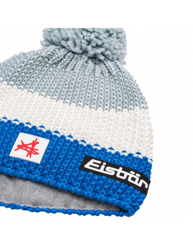 Czapka dziecięca z pomponem Eisbar STAR POMPON SA KIDS 231 Blue-White-Light Grey
