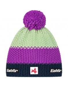 Czapka dziecięca z pomponem Eisbar STAR POMPON SA KIDS 483 Midnight Blue-Purple-Light Green