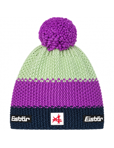 Czapka dziecięca z pomponem Eisbar STAR POMPON SA KIDS 483 Midnight Blue-Purple-Light Green