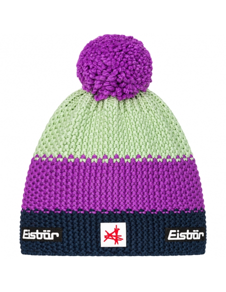 Czapka dziecięca z pomponem Eisbar STAR POMPON SA KIDS 483 Midnight Blue-Purple-Light Green