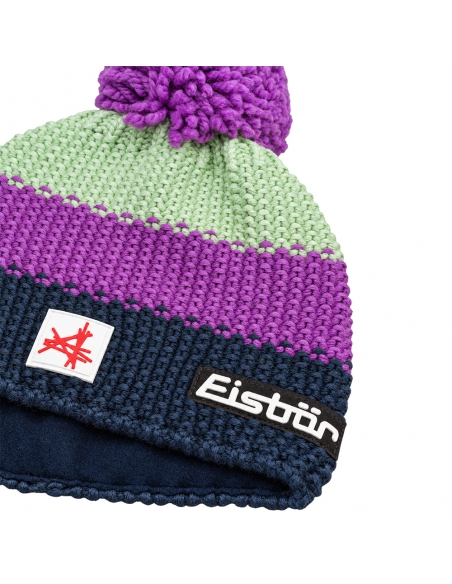 Czapka dziecięca z pomponem Eisbar STAR POMPON SA KIDS 483 Midnight Blue-Purple-Light Green