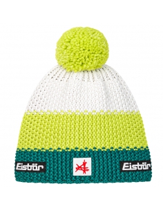 Czapka dziecięca z pomponem Eisbar STAR POMPON SA KIDS 614 Green-Lime-White