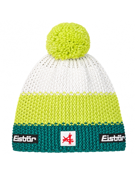 Czapka dziecięca z pomponem Eisbar STAR POMPON SA KIDS 614 Green-Lime-White