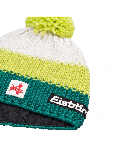 Czapka dziecięca z pomponem Eisbar STAR POMPON SA KIDS 614 Green-Lime-White