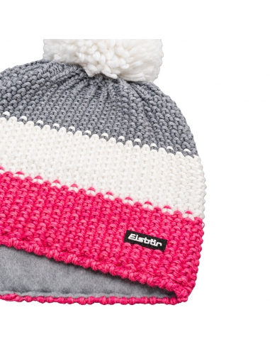 Czapka dziecięca z pomponem Eisbar STAR POMPON KIDS 143 Pink-White-Grey