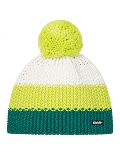 Czapka dziecięca z pomponem Eisbar STAR POMPON KIDS 614 Green-Lime-White