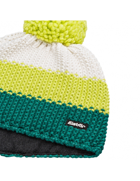 Czapka dziecięca z pomponem Eisbar STAR POMPON KIDS 614 Green-Lime-White
