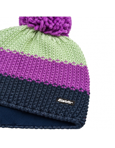 Czapka dziecięca z pomponem Eisbar STAR POMPON KIDS 483 Midnight Blue-Purple-Light Green